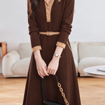 Versatile Colorblock Belted Waist Dress - liwisi