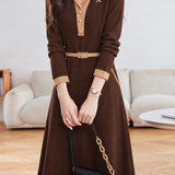 Versatile Colorblock Belted Waist Dress - liwisi