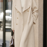 Chic Double Breasted Notched Lapel Wool Blend Coat - liwisi