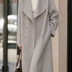 Chic Double Breasted Notched Lapel Wool Blend Coat - liwisi