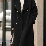Chic Double Breasted Notched Lapel Wool Blend Coat - liwisi