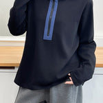 Casual Colorblock Hooded Half Zip Long Sleeve Sweatshirt - liwisi