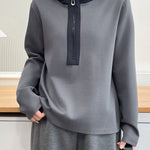 Casual Colorblock Hooded Half Zip Long Sleeve Sweatshirt - liwisi
