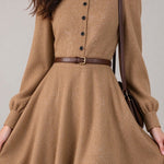 French Chic Crew Neck Balloon Sleeve Dress - liwisi