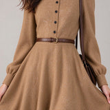 French Chic Crew Neck Balloon Sleeve Dress - liwisi