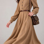 French Chic Crew Neck Balloon Sleeve Dress - liwisi