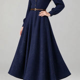 French Chic Crew Neck Balloon Sleeve Dress - liwisi