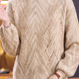 Delicate Crew Neck Beaded Balloon Sleeve Knit Sweater - liwisi