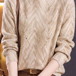 Delicate Crew Neck Beaded Balloon Sleeve Knit Sweater - liwisi