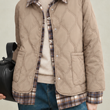 Casual Diamond Quilted Collared Padded Jacket - liwisi