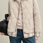 Casual Diamond Quilted Collared Padded Jacket - liwisi