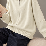 Casual Colorblock Collared Long Sleeve Knit Cardigan - liwisi