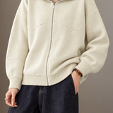 Casual Colorblock Collared Long Sleeve Knit Cardigan - liwisi
