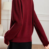 Chic Mock Neck Half Zip Long Sleeve Knit Sweater - liwisi