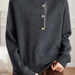 Chic Mock Neck Half Zip Long Sleeve Knit Sweater - liwisi