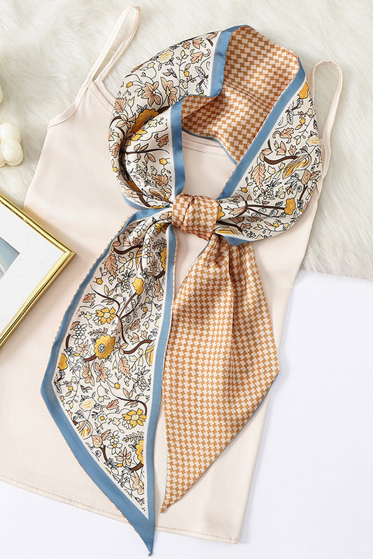 Chic Vintage Floral Plaid Colorblock Scarf - liwisi