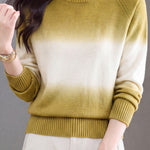 Casual Crew Neck Gradient Raglan Sleeve Knit Sweater - liwisi