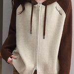 Casual Hooded Colorblock Drawstring Knit Cardigan - liwisi