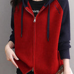 Casual Hooded Colorblock Drawstring Knit Cardigan - liwisi