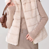 Chic Turtleneck Sleeveless Fuzzy Vest - liwisi