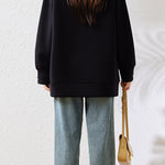 Chic Crew Neck Bow Embroidered Longline Sweatshirt - liwisi