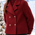 Chic Cropped Double-Faced Wool Coat with Lapel Collar - liwisi