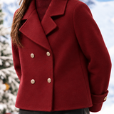 Chic Cropped Double-Faced Wool Coat with Lapel Collar - liwisi