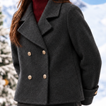 Chic Cropped Double-Faced Wool Coat with Lapel Collar - liwisi