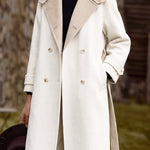 Chic Colorblock Oversized Lapel Long Wool Blend Coat - liwisi