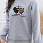Casual Mock Neck Heart Letter Print Sweatshirt - liwisi