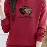 Casual Mock Neck Heart Letter Print Sweatshirt - liwisi