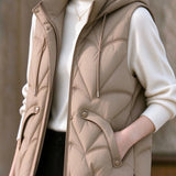 Casual Hooded Diamond Quilted Padded Vest - liwisi