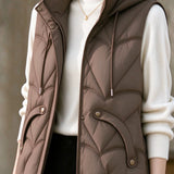 Casual Hooded Diamond Quilted Padded Vest - liwisi