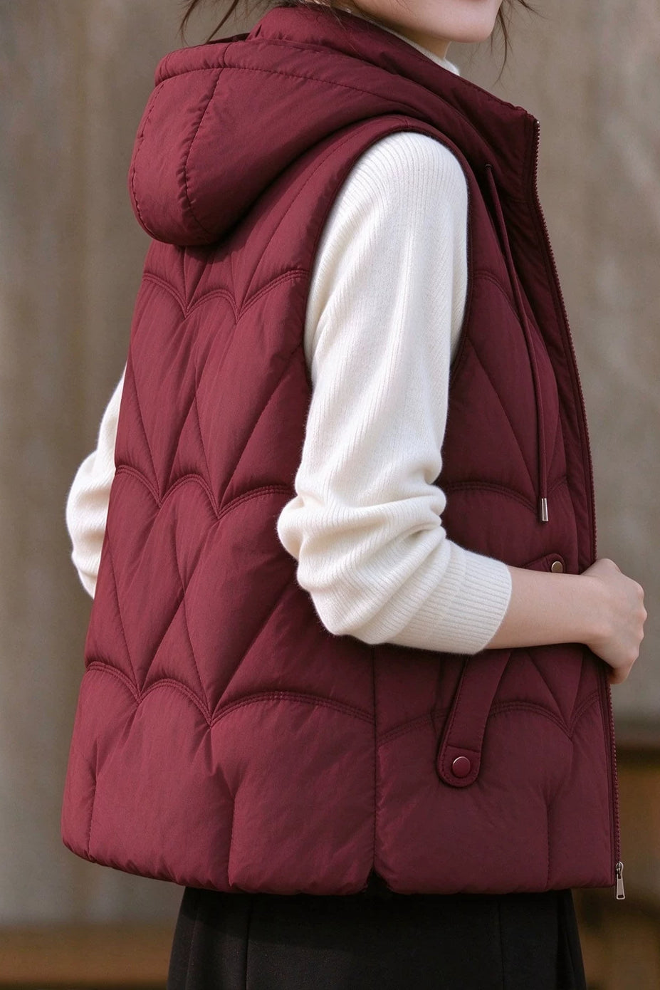Casual Hooded Diamond Quilted Padded Vest - liwisi