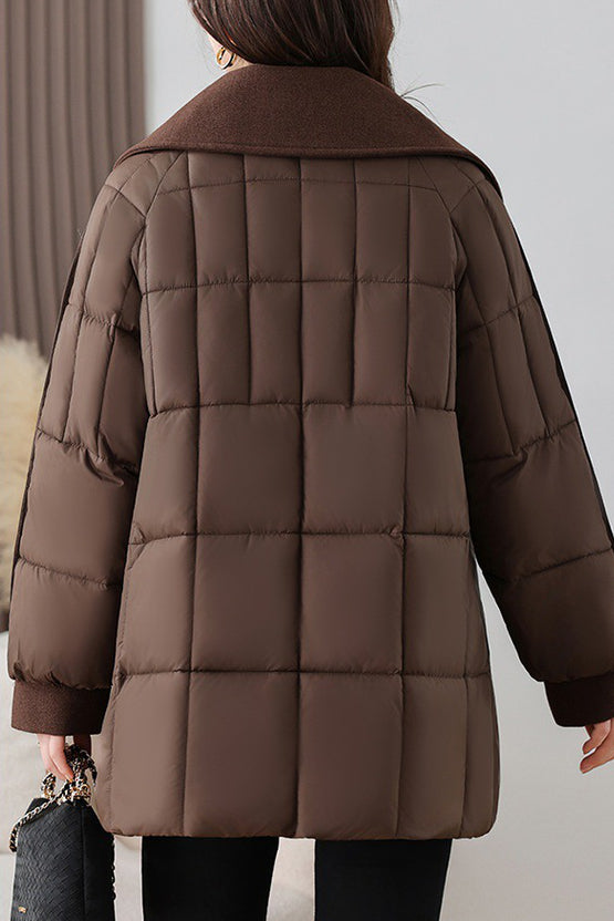 Chic Scarf Collar Quilted Mid-Length Padded Coat - liwisi