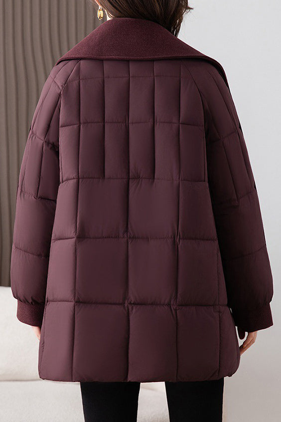 Chic Scarf Collar Quilted Mid-Length Padded Coat - liwisi
