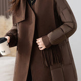Chic Scarf Collar Quilted Mid-Length Padded Coat - liwisi