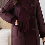 Chic Scarf Collar Quilted Mid-Length Padded Coat - liwisi