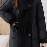 Chic Scarf Collar Quilted Mid-Length Padded Coat - liwisi