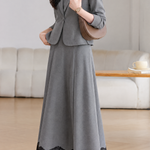 Chic Belted Collared Blazer and Skirt Set - liwisi