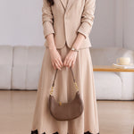 Chic Belted Collared Blazer and Skirt Set - liwisi