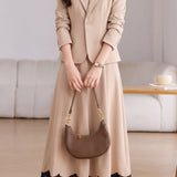 Chic Belted Collared Blazer and Skirt Set - liwisi