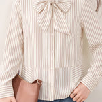 Chic Long Sleeve Blouse with Bow Tie Neck - liwisi