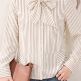 Chic Long Sleeve Blouse with Bow Tie Neck - liwisi