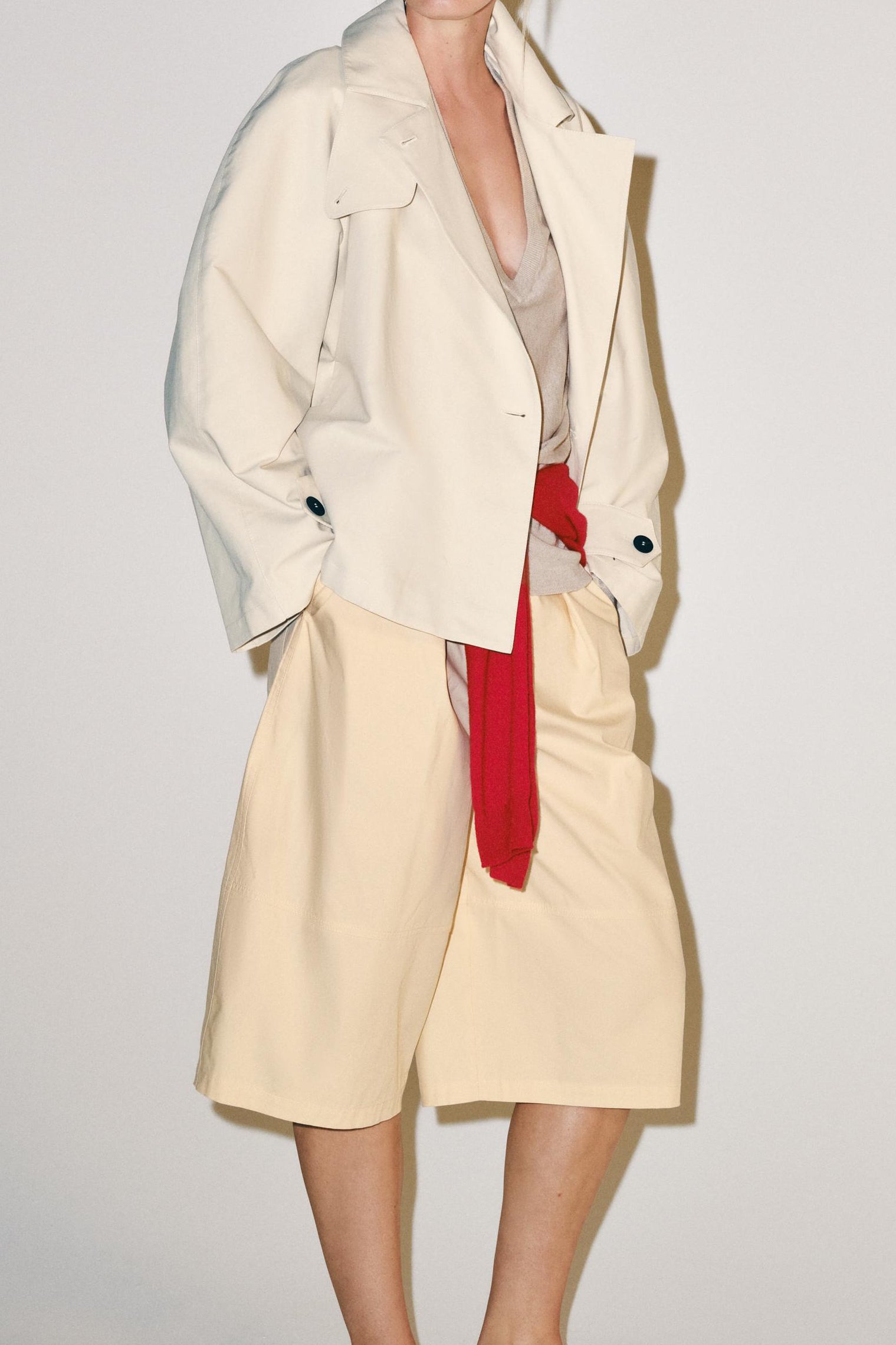 Casual Collared Cropped Trench Jacket - liwisi