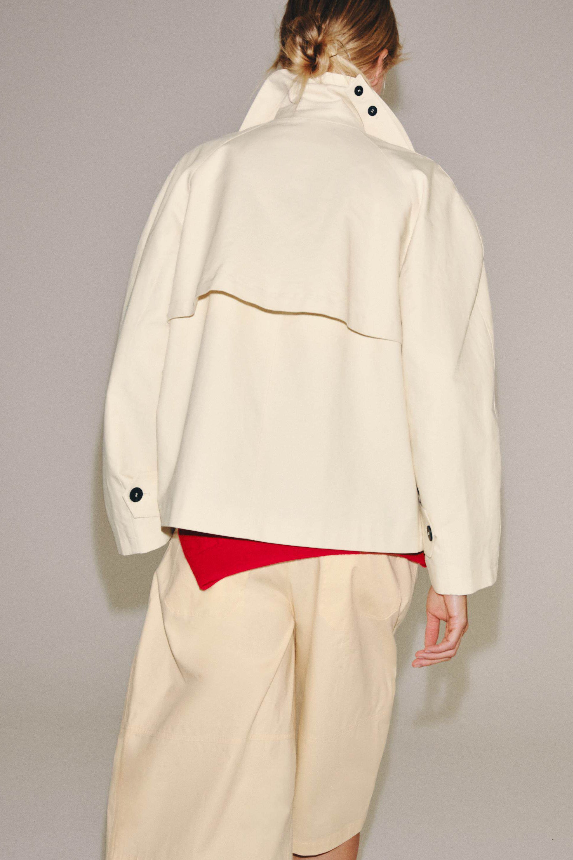 Casual Collared Cropped Trench Jacket - liwisi