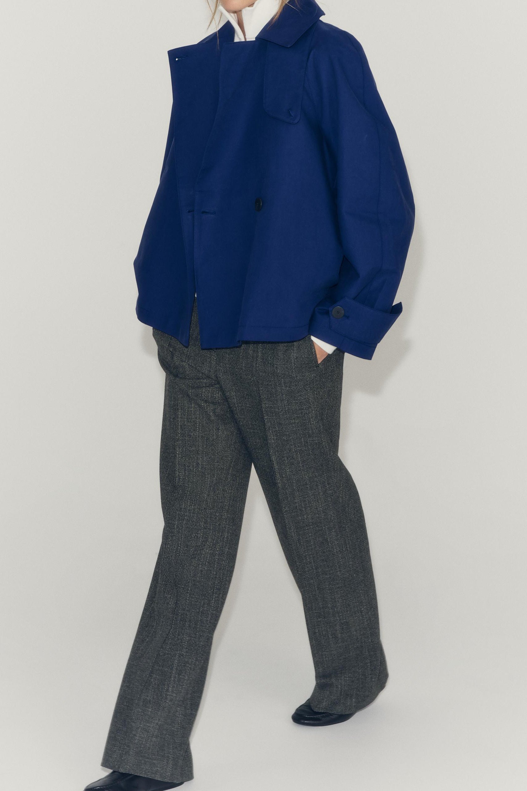 Casual Collared Cropped Trench Jacket - liwisi