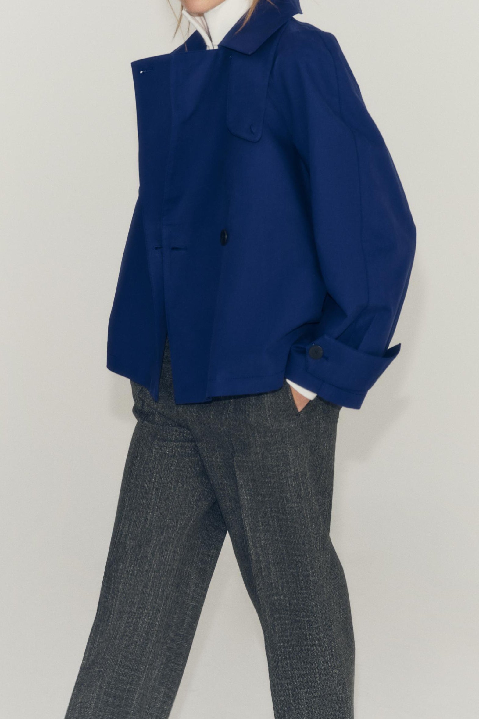 Casual Collared Cropped Trench Jacket - liwisi