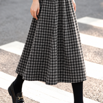 Vintage High Waist Plaid Midi Skirt - liwisi
