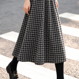 Vintage High Waist Plaid Midi Skirt - liwisi